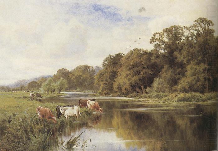 Henry h.parker Cattle watering on a Riverbank (mk37) china oil painting image
